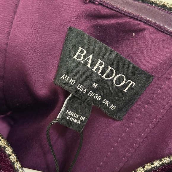 NWT Bardot Lilah Velour Midi Dress Dark Purple Size 6 - Picture 10 of 10
